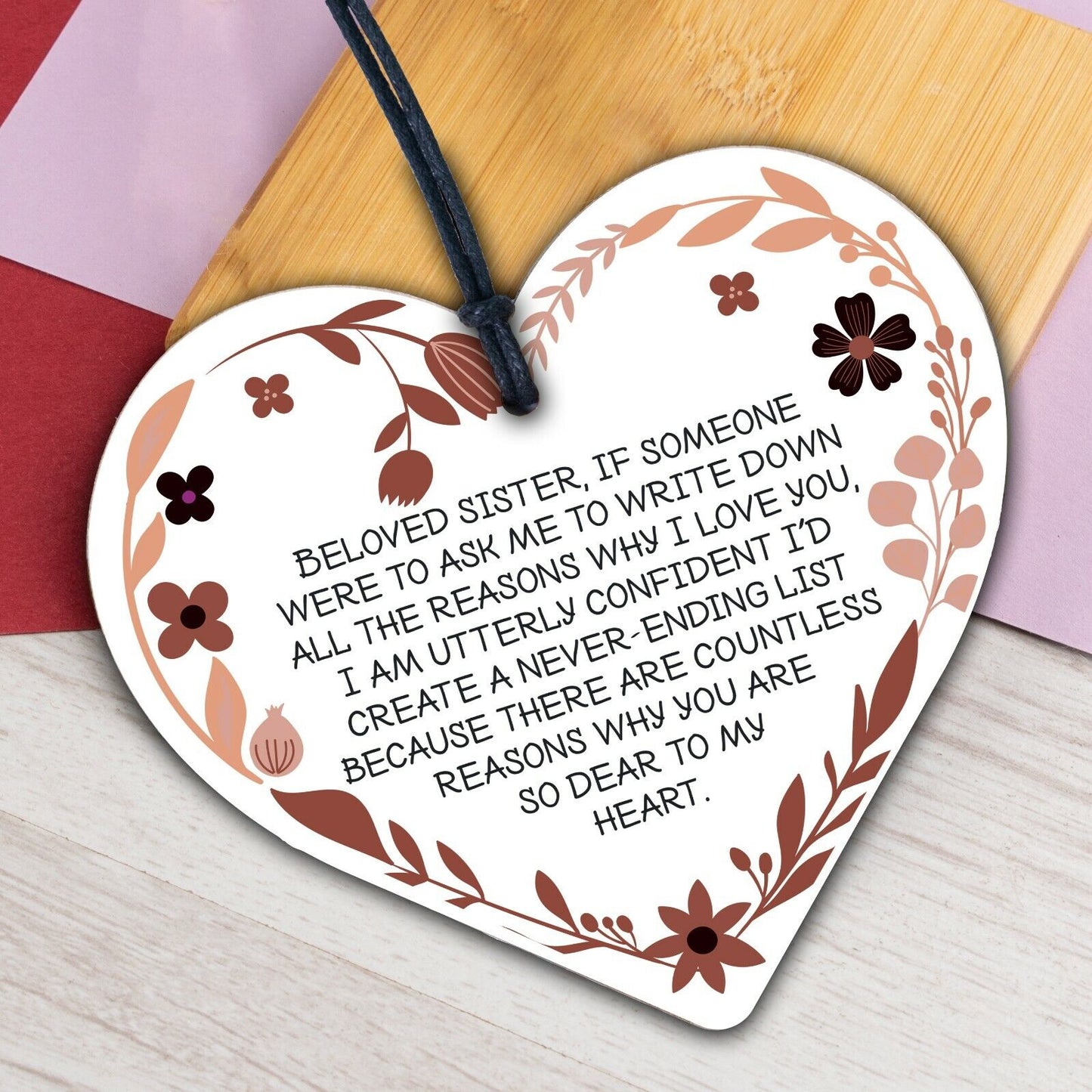 Sister Birthday Cards Christmas Gifts Sister Decoration Wooden Heart Thank You