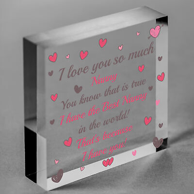 Special Gift For Nanny Wood Heart Nan Birthday Gift Grandparent Plaque Love Sign