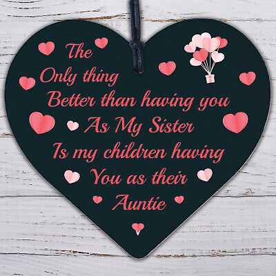 Cute Auntie Heart Plaque Wooden Auntie Birthday Christmas Gifts Sister Plaque