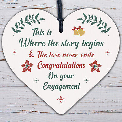 Congratulations On Your Engagement Mr & Mrs Wedding Gift Wooden Heart Plaque