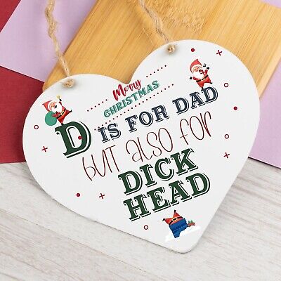 Rude Christmas Gift For Dad Funny Wood Heart Gift For Him Novelty Christmas Gift