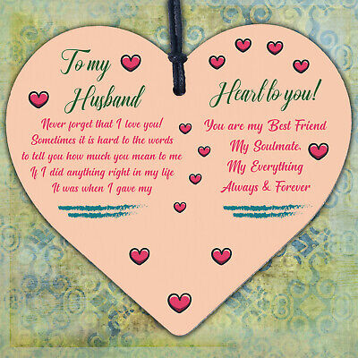 Husband Gift For Anniversary Valentines Day Wood Heart Soulmate Gifts For Him