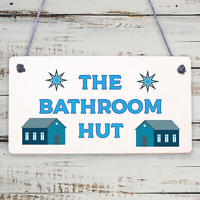 Quirky Nautical Bathroom Sign THE BATHROOM HUT Beach Theme Toilet Sign