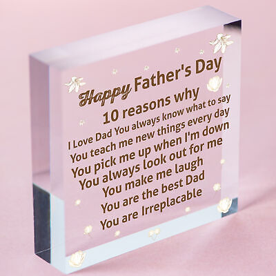 Reasons Why I Love Dad Wooden Heart Fathers Day Gift From Daughter Son Keepsake