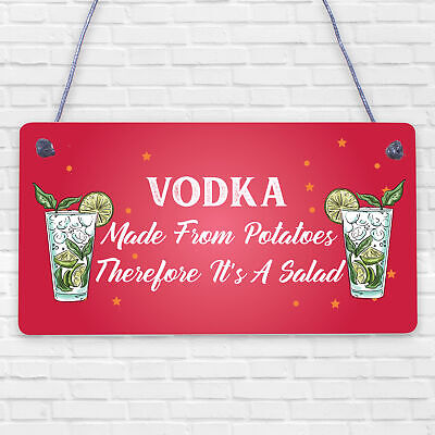 Vodka Salad Funny Alcohol Man Cave Friendship Hanging Plaque Pub Bar Gift Sign