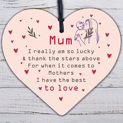 Thank You Gifts Wood Heart Mum Mummy Christmas Gifts Birthday Daughter Son GIFT