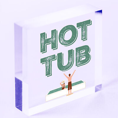 Hot Tub Sign Garden Plaque Decor Hanging Wall Door Shed Chic Sign Gifts For Her