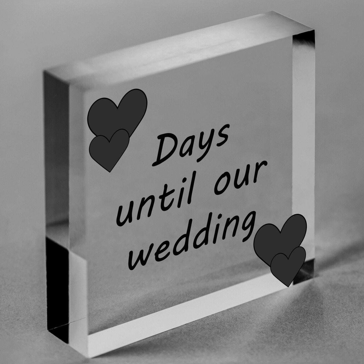 Wedding Countdown Plaque Sign Engagement Gift Mr & Mrs Present Block