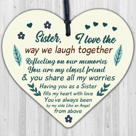 SISTER GIFTS Wood Heart Thank You Keepsake Love Plaque Best Friend Gift For Her