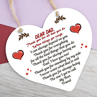 Dad Daddy Gift From Son Daughter Wooden Heart Sign Gift For Birthday Fathers Day