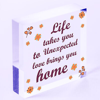 Love Brings You Home Shabby Chic Wooden Heart Memorial Plaque Friendship Gift