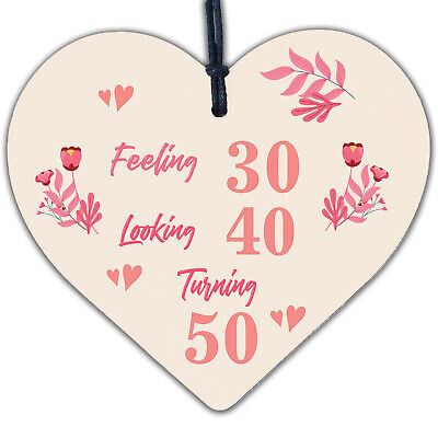 50th Birthday Decorations Accessories Funny Gifts For Friend Family Wooden Heart