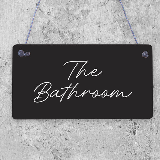 Rectangle Sign for Guests Flatmates Funny Bathroom Sign Direction - Cursive