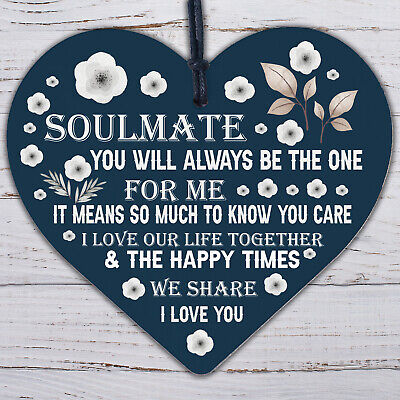 Soulmate Gifts Wood Heart Valentines Day Gift Anniversary Soulmate Birthday Xmas