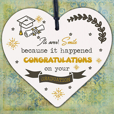 Congratulations On Your Graduation Wood Heart Gift Keepsake Graduate Degree Exam