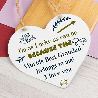 Worlds Best Grandad Gift For Birthday Fathers Day Wood Heart Thank You Gift