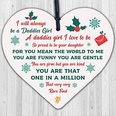 Daddy's Girl Wooden Heart FATHERS Dad Daddy Gift For Him Daughter Son Thank You
