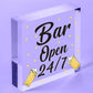 Bar Sign Pub Club Home Bar Open Display Hanging Plaque Kitchen Friendship Gift