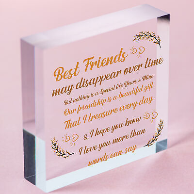 Best Friend Friendship Plaque Wooden Heart Thank You Christmas Birthday Gifts