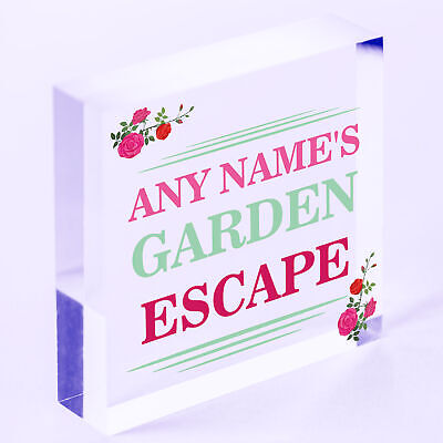 Personalised Garden Sign For Outdoors Garden Escape Sign Any Name Floral Sign