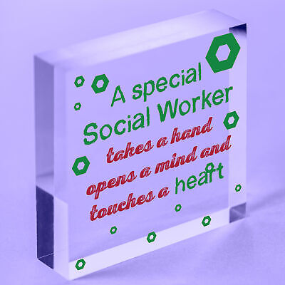 Social Worker Gift THANK YOU Wood Heart Birthday Christmas Colleague Friend Gift