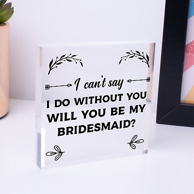 Bridesmaid I Can't Say I Do Wooden Hanging Heart Wedding Invites GIFTS Favours