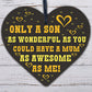 Son Gifts From Mum Novelty Wood Engraved Keyring Funny Birthday Gift For Son