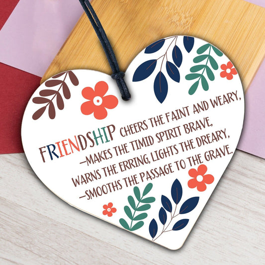 True Friends Friendship Sign Best Friend Plaque Gift Chic Wood Heart Thank You