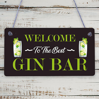 Best Gin Bar Sign Shabby Chic Home Bar Garden Summerhouse Sign Alcohol Gift