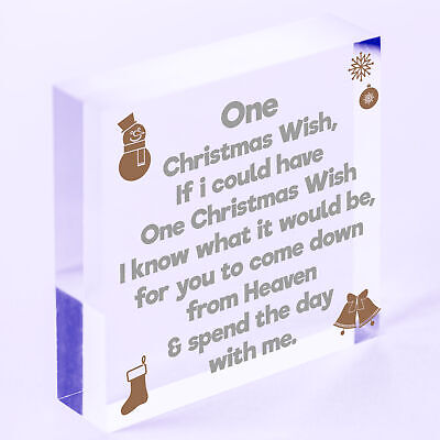 Christmas Wish Heaven Tree Memorial Gift Memory Hanging Bauble Keepsake Sign NEW