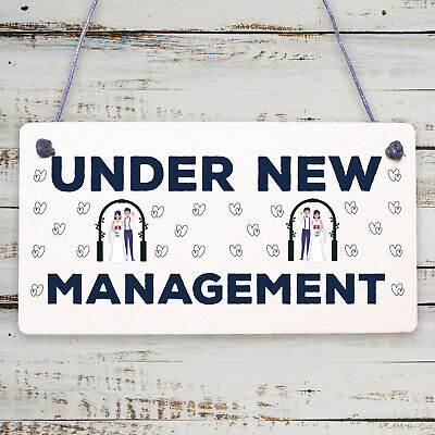 Under New Management Novelty Wedding Night Decoration Hanging Plaque Sign Gift