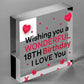 18th Birthday Wood Heart Card For Daughter Best Friend Sister Gift 18 Decoration