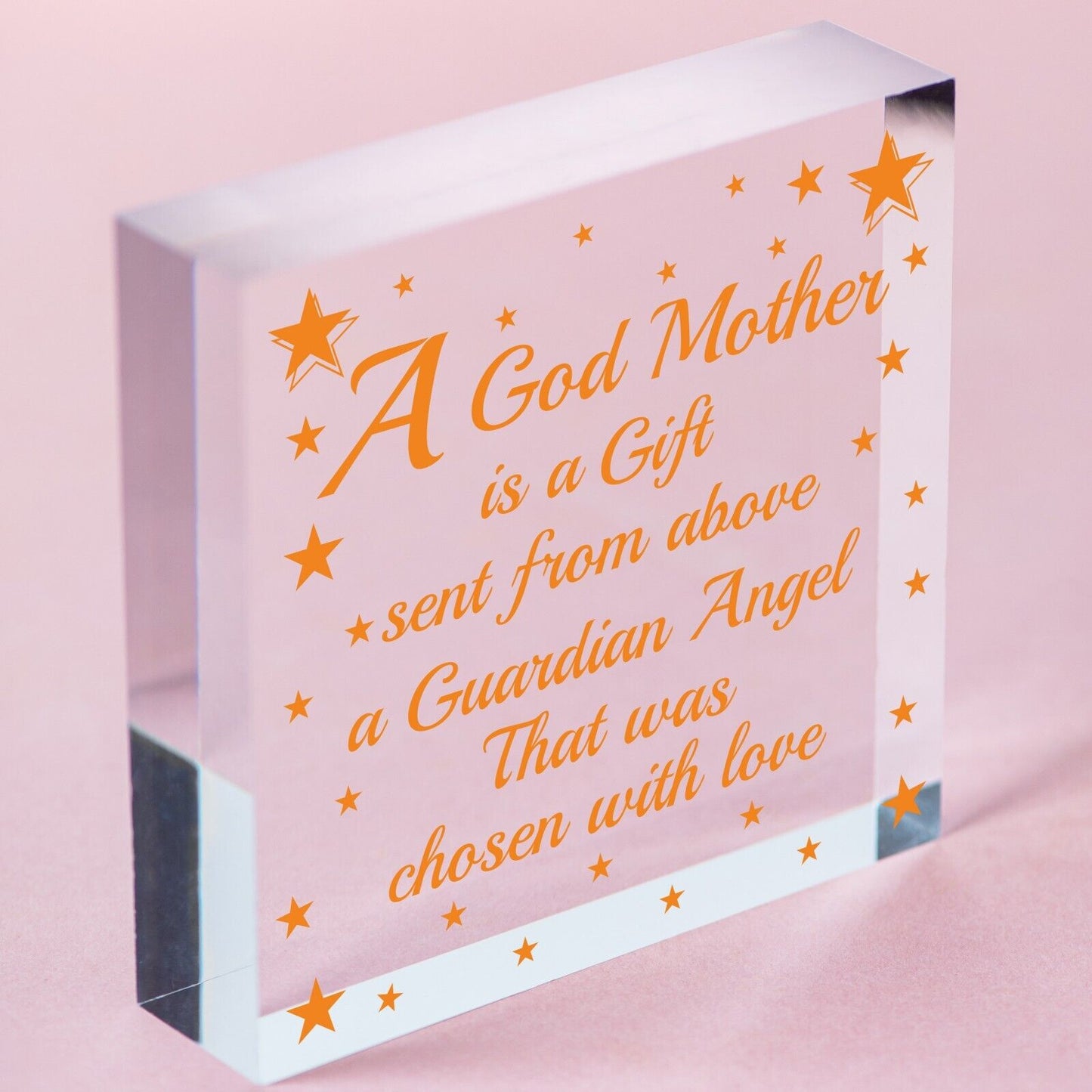 Thank You Godmother Wood Heart Godfather Godparent Gift Novelty Christening Card