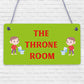 The Throne Room Novelty Wooden Hanging Plaque Funny Restroom Bathroom Door Sign