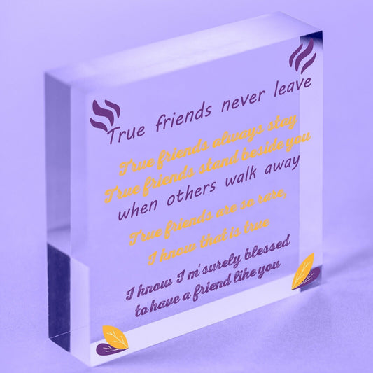 True Friend Friendship Quote Best Friend Hanging Plaque Birthday Keepsake Gift