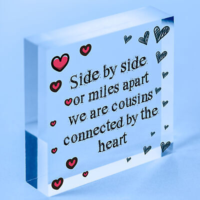 Cousin Birthday Gift Wooden Heart Chic Plaque Keepsake Family Friendship Sign