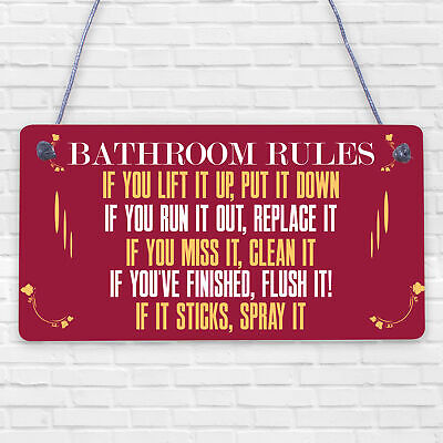 Bathroom Rules Marble Theme Home Decor Bathroom Toilet Sign Home Gift