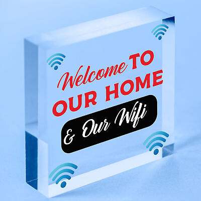 Welcome To Our Home & Wifi Password Chalkboard Gift Hanging Plaque Internet Sign