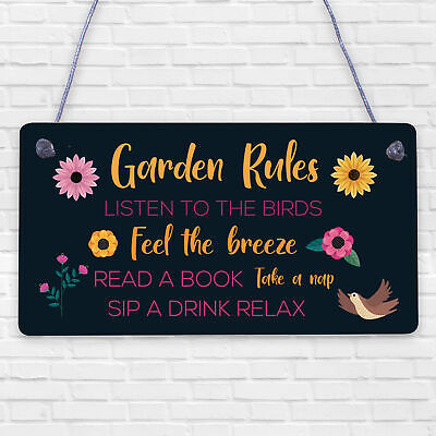 Hanging Garden Rules Sign For Garden Shed Wall Sign Home Decor Garden Plaques