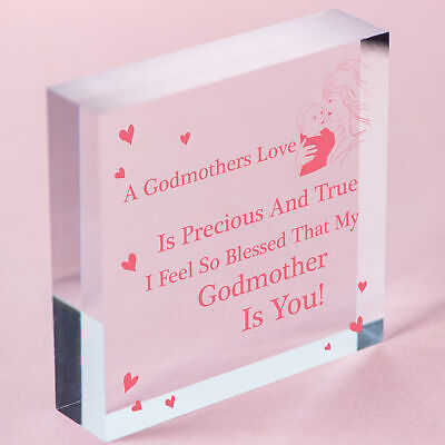 Blessed With Godmothers Love Wooden Hanging Heart Plaque Sign Mothers Day Gift