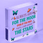 Always Aim For The Moon Wooden Hanging Heart Shaped Friendship Gift Plaque Sign