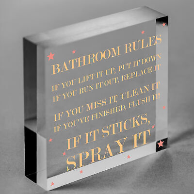 Bathroom Rules Sign Marble Theme Home Decor Bathroom Toilet Sign Home Gift