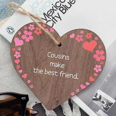 Cousin Heart Plaque Best Friend Friendship Sign Wooden Birthday Christmas Gifts