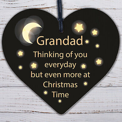 GRANDAD Memorial Christmas Bauble Wooden Heart Plaque Xmas Decoration Sign Gift