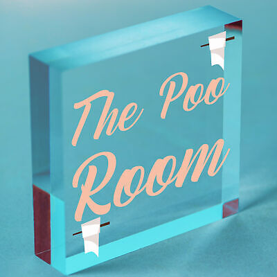 The Poo Room Shabby Chic Bathroom Toilet Loo Plaque Funny Novelty Door Sign