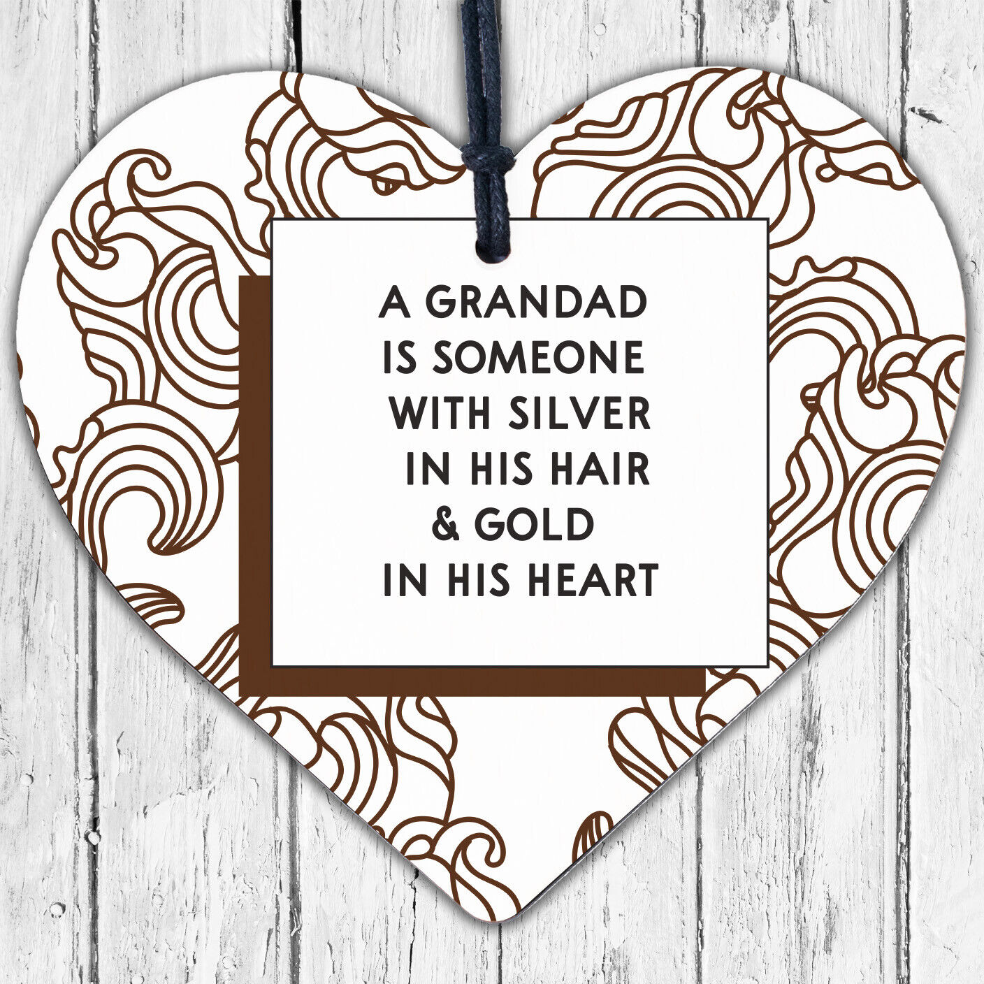 A Grandad Has A Golden Heart Wooden Hanging Plaque Love Shabby Chic Gift Sign