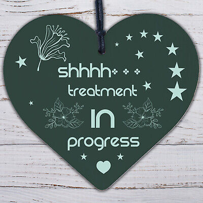 Shhh TREATMENT IN PROGRESS Do Not Disturb Small Hanging Heart Door Sign Plaque