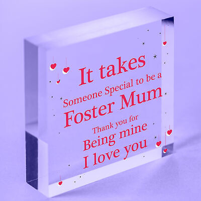 Christmas Gifts For Mum Thank You Wood Heart Foster Mum Mother Daughter Son Gift