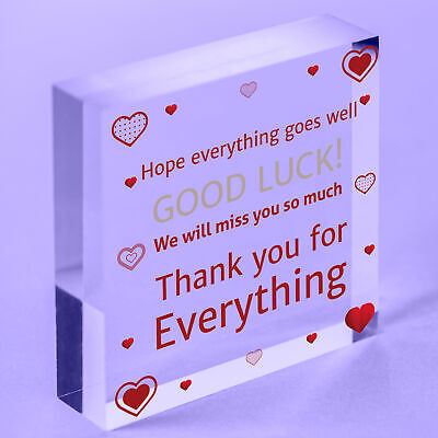 Good Luck Leaving Colleague Friend Teacher Work New Job Gift Wood Sign Present