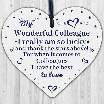 Colleague Plaque Wooden Heart Gift For Colleague Birthday Christmas Cards Gifts